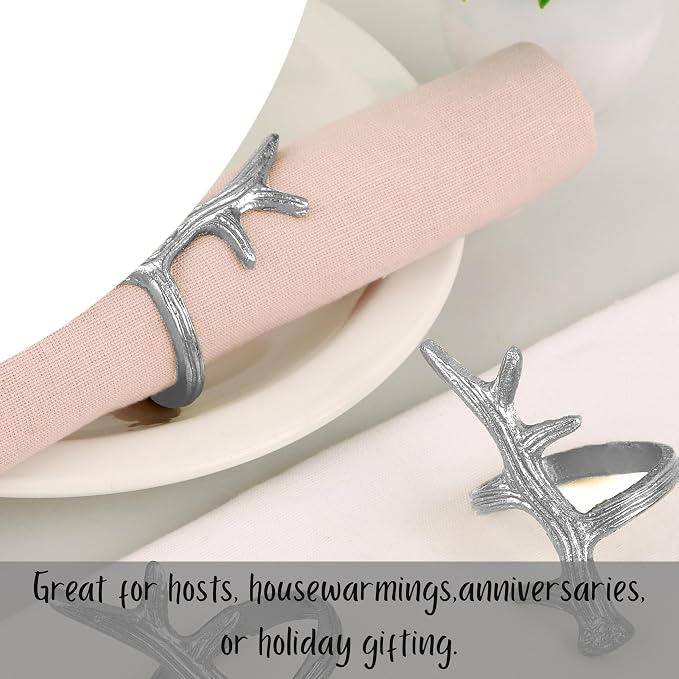 Set of 12 Antler Napkin Rings for Dining Table Décor - Image 2