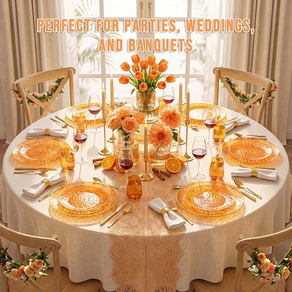 Rubtlamp 60Pcs Orange Plastic Plates, Hammered Plastic Plates Include 30 - Image 9