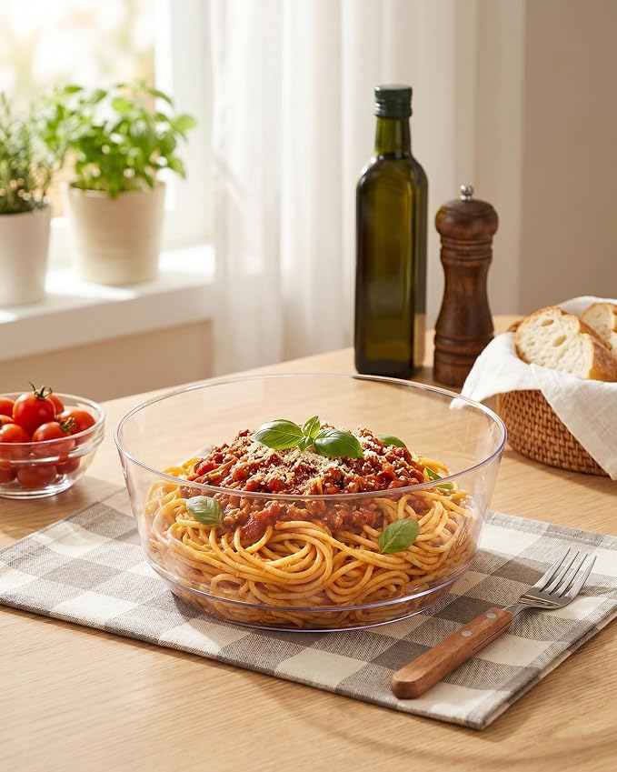 8 Pack Clear Serving Bowls for Buffet | 128oz Heavy Duty Disposable Plastic - Image 7