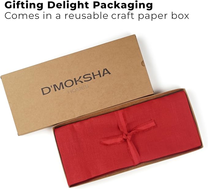 Classic Linen™ by D'Moksha Racing Red Table Runner 120 Inches Long, 100% Pure - Image 4