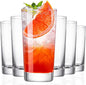 Drinking Glasses, 13.5oz Highball Glasses Drinking Set Of 6, Borosilicate Water Glass Cups, Clear Vintage Glassware for Juice, Mojito, Tom Collins & Mixed Cocktail Drinks