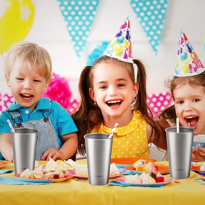 HAUSHOF Stainless Steel Cups, 20oz Stacking Cups, Unbreakable, 4 Pack | 18/8 - Image 2