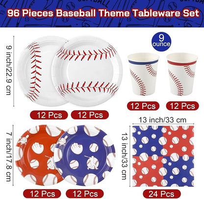 Kochorie 96 Pieces Baseball Party Supplies, Baseball Birthday Themed Decorations - Image 2