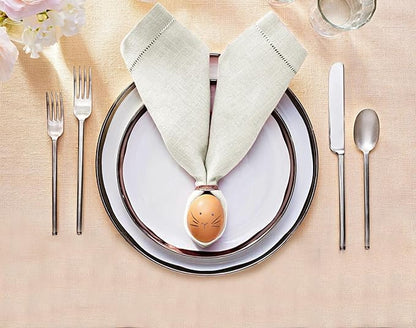 Ruvanti Premium Linen Napkins Set of 4-20x20 Inch, Classic Hemstitch, Mitered Corner Cloth Napkins ‎‎- Soft, Elegant Dinner Napkins Cloth Washable for Weddings, Parties, Everyday Use - Ivory