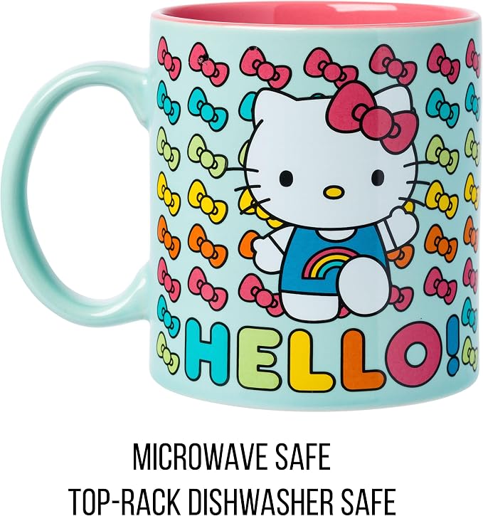 Silver Buffalo Sanrio Hello Kitty Rainbow Bows, Ceramic Mug, 20oz | 0.59 Liters - Image 3