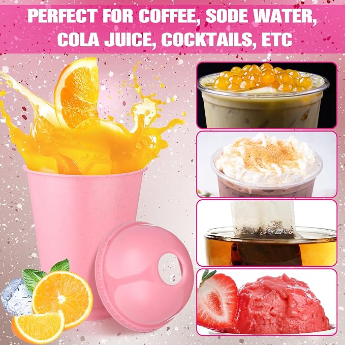 6 Set Slushie Cups with Dome Lids and Straws Detachable Spoon Straws Reusable - Image 5