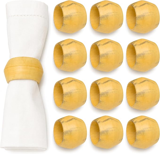 Wooden Napkin Rings Set of 12 by ALPHALivingHOME