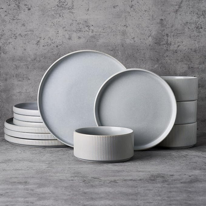 Famiware Star Stoneware Dinnerware Set, Reactive Glaze Plates & Bowls by Famiware