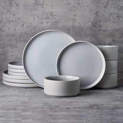 Famiware Star Stoneware Dinnerware Set, Reactive Glaze Plates & Bowls by Famiware