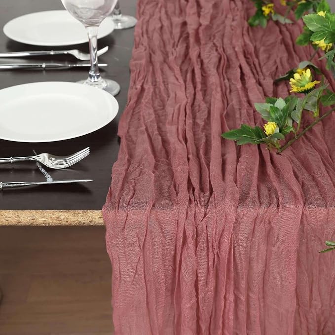 Efavormart 10ft Mauve Cheesecloth Table Runner - Image 5