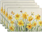 Spring Daffodils Placemats Set of 4 Watercolor Yellow Flower Table Mats Summer Farmhouse Floral Heat Resistant Washable Placemat for Party Kitchen Dining Table Decor Indoor Outdoor 12x18 Inch