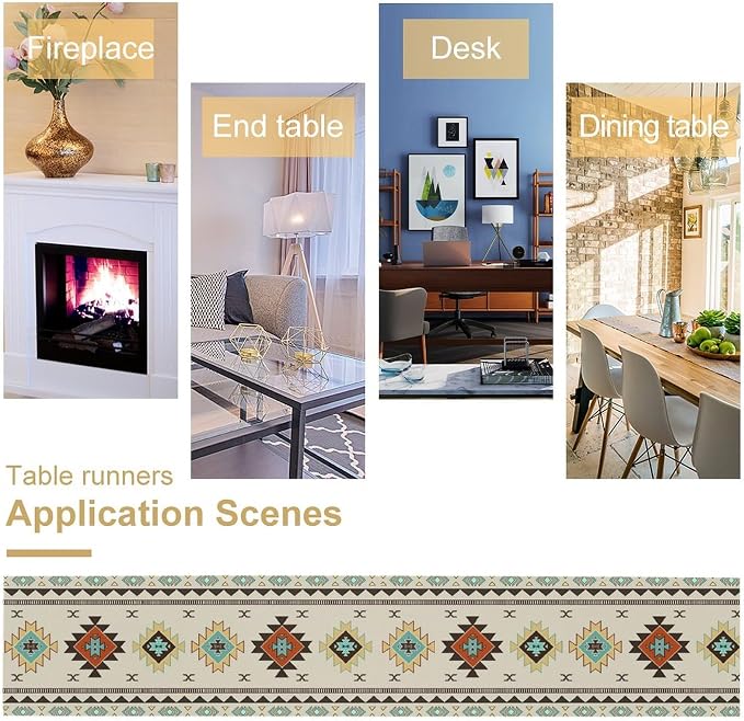 Aztec Southwest Table Runner, Ethnic Style Design Geometric Table Runners Table - Image 6
