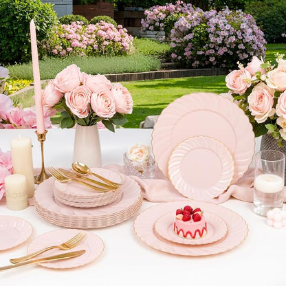 YOUBET 125PCS Pink Plastic Plates - Image 9