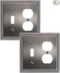 2-Pack Combo Toggle/Duplex Light Switch Cover Plate, Antique Silver Metal Wall Outlet Cover Plate, Decorative Beaded Wall Socket Receptacle Cover for Electrical Outlets, Light Switch
