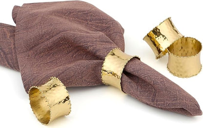 Gold Napkin Rings Set of 8 - Brass Metal Napkin Holders for Table Decor, Dinner Parties, Weddings, Holidays, Elegant Round Serviette Rings for Dining Table Decoration - ALPHA Living HOME