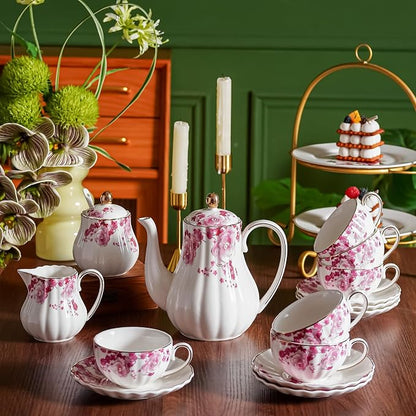 Pink Flowers Ceramic Tea Set，Tea Sets - Image 4