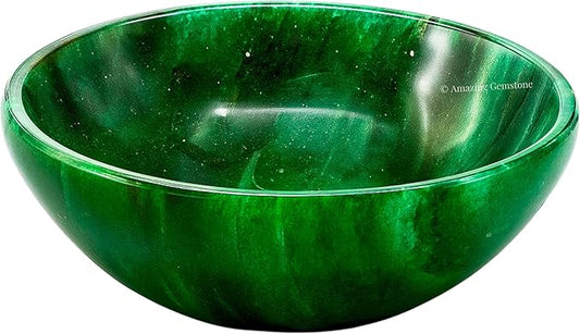 Dark Green Aventurine Crystal Bowl - 3 Inch Decorative Bowls for Room and Home Decor - Gemstone Healing Crystals for Elegant Display, Positive Energy Balance and Gift