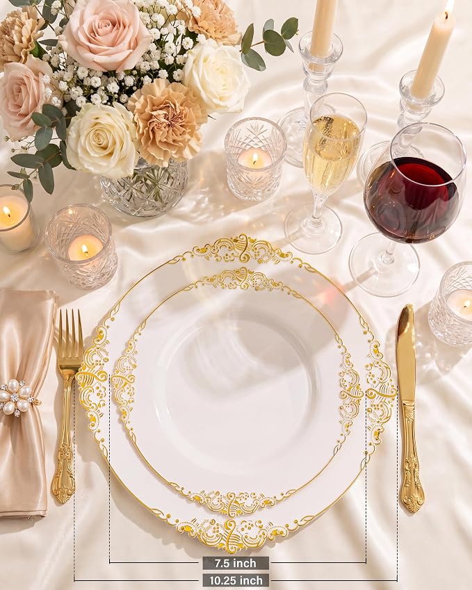 Nervure 100Pcs 7.5'' Ivory Plastic Plates, Disposable Plates - Image 3