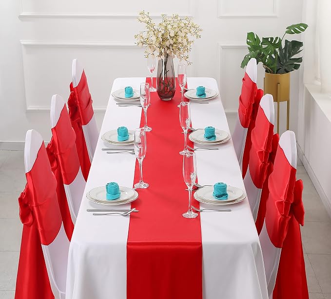 Horbaunal 2 Pack Red Satin Table Runner 12 x 108 Inch | Smooth Table Runners - Image 2