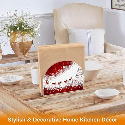 Napkin Holder Red Christmas Crystal Clear Acrylic Napkin Holders,Deer Paper Napkin Holder Dining Table Dispenser for Kitchen Restaurant Home Decor Bar Accessories