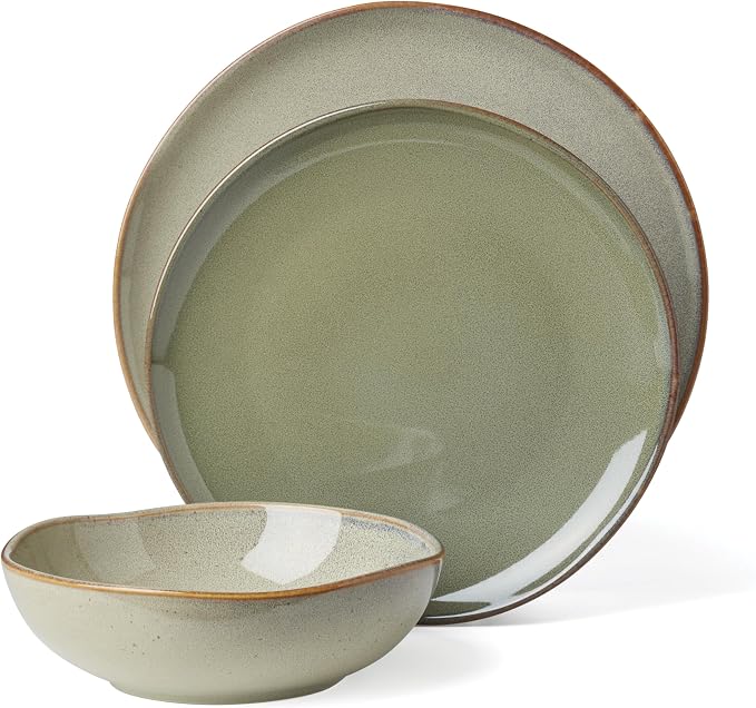 Oneida 897205 Organic Shades 12-Piece Dinnerware Set, Sage Green - Image 2