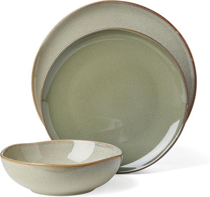 Oneida 897205 Organic Shades 12-Piece Dinnerware Set, Sage Green - Image 2