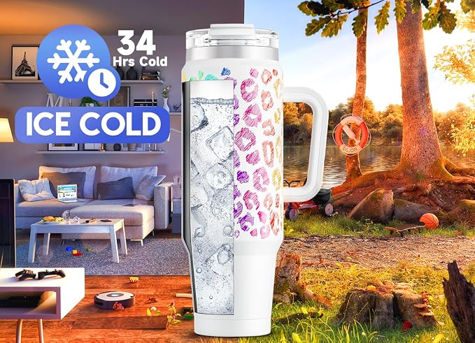 Meoky 40 oz Tumbler with Handle and Straw, Insulated Tumbler with Lid and Straw - Image 2