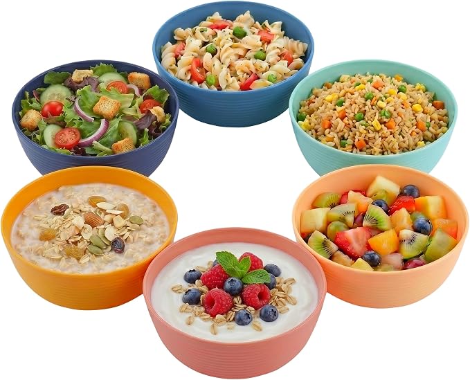 Plastic Bowls Kitchen Set for Cereals, Soup – Salad Bowl Set of 6 for Hot Cold - Image 6