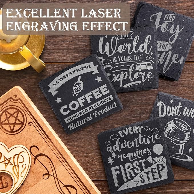 48 Pieces Slate Drink Coasters, GOH DODD 4 Inch Black Coasters Stone Coaster Set - Image 4