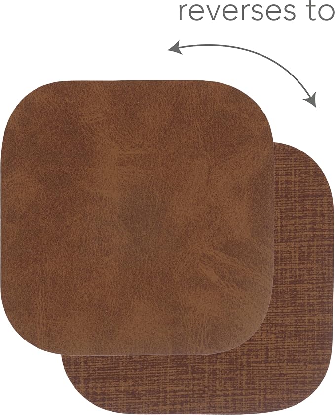 KAF Home Santiago Set Of 4 Faux Leather Coasters - Image 2