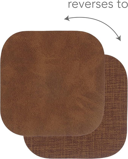 KAF Home Santiago Set Of 4 Faux Leather Coasters - Image 2