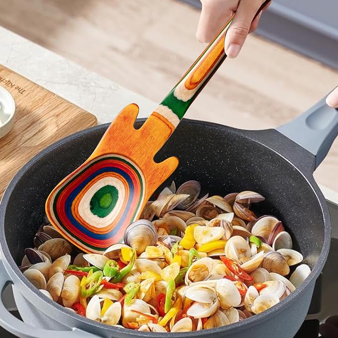Pakkawood 12 inch Guitar Cooking Spoons and Spatula Set, Long Handle Flat - Image 4