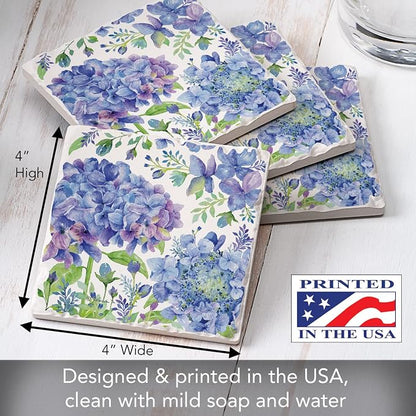 Thirstystone Beautiful Hydrangea 4 Pack Tumbled Tile Stone Coasters | 4" Square - Image 6