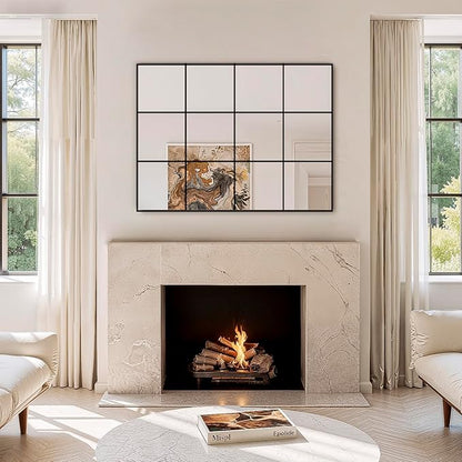 Window Pane Wall Mirror, 40"x30" Wall Mounted Window Mirror for Living Room, Bedroom, Entryway, Dining Room, Home Wall Decor