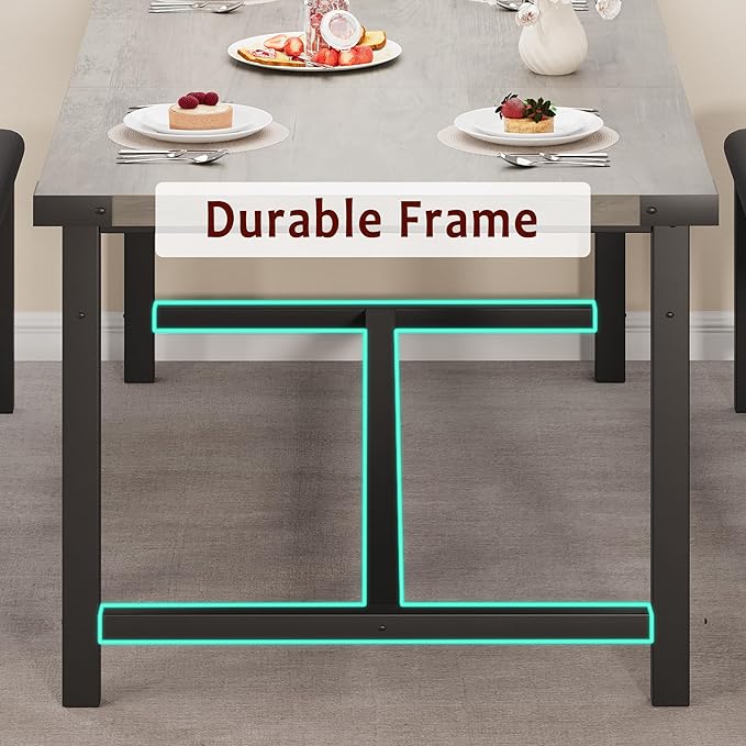IDEALHOUSE 3-Piece Dining Table Set for 4-6 People, 63" Large Extendable Kitchen Table Set w 2 Soft Benches, Easy Assembly, Space Saving for Apartment, Small Space, Gray