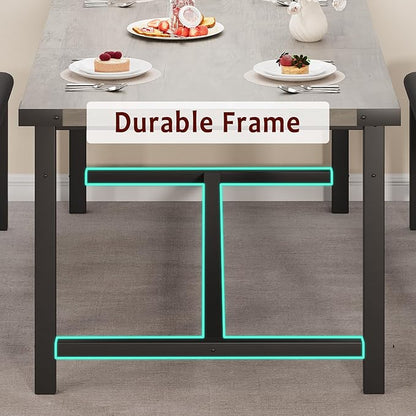 IDEALHOUSE 3-Piece Dining Table Set for 4-6 People, 63" Large Extendable Kitchen Table Set w 2 Soft Benches, Easy Assembly, Space Saving for Apartment, Small Space, Gray