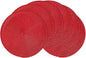 AHHFSMEI Round Braided Placemats 15 Inch Round Table Mats for Dining Tables Natural Woven Heat Resistant Place mats Set of 6(red)