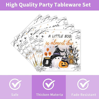 96 Pcs A Little Boo Is Almost Due Halloween Baby Shower Decorations, Ghost - Image 3
