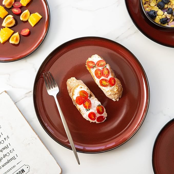 LERATIO Ceramic Dinner Plates Set of 4, 10.5 Inch Reactive Glaze Plate Sets | - Image 4