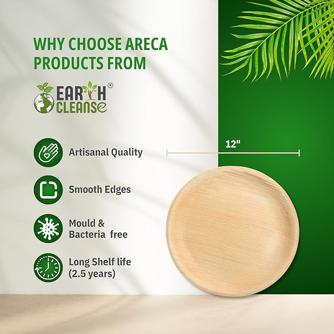 The Palm Dinnerware – Palm Plates 12 Inch Round (75 Count) | Compostable & Biodegradable | Like Bamboo Disposable Plates | Oven & Microwave Safe | USDA 100% Biobased