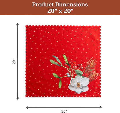 Maison d' Hermine Cloth Napkins Set of 4 100% Cotton for Thanksgiving Christmas Decorations Everyday Reusable Square Fall Napkins Cloth Washable Dinner Party (Noel, 20"x20")
