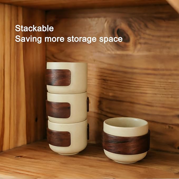 3 oz Ceramic Tea Cups, No Handle Espresso Cups, Small Coffee Shot Cups - Image 5
