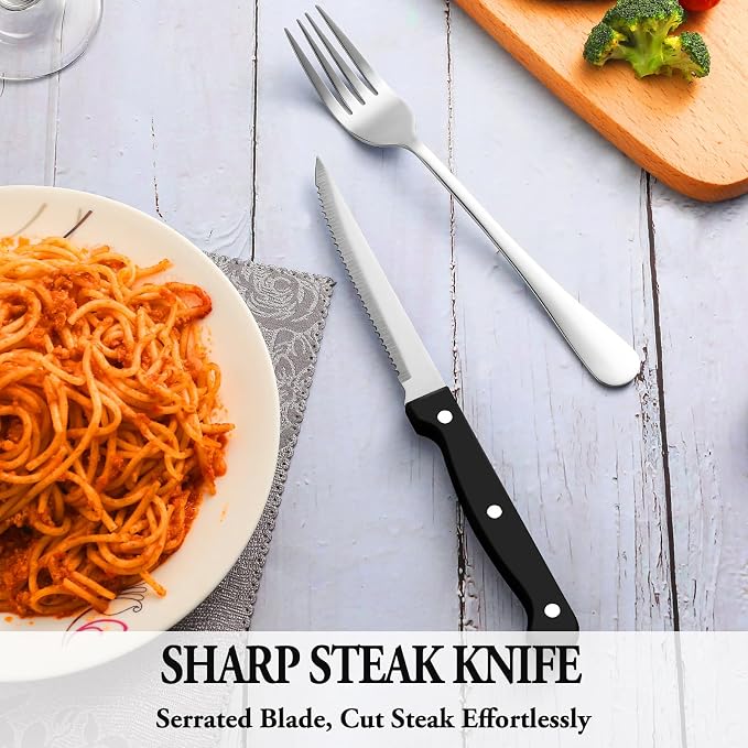 24 Pcs Silverware Set with Steak Knives - Image 5