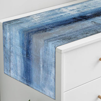 Blue Grey Table Runners Modern Art Farmhouse Linen Table Runners Dresser - Image 3
