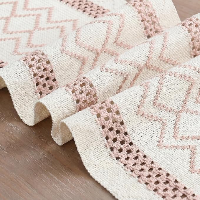 Artoid Mode Pink Stripe Diamond Woven Table Runner 12x72 Inch | Holiday - Image 6