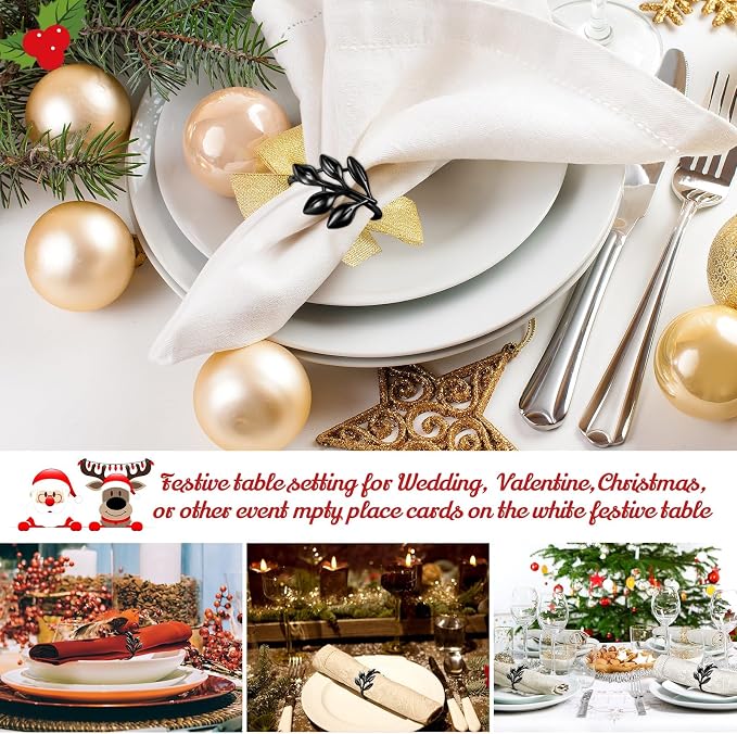 WILLBOND Leaf Napkin Rings Holders Fall Party Napkin Rings - Image 6