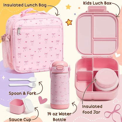 Fimibuke Kids Bento Lunch Box w/Insulated Water Bottle, Lunch Bag & Thermo | - Image 9