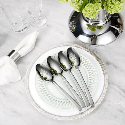 Premium Aline 9-Inch Spoons | 18/10 Stainless Steel Serving & Slotted Spoons; - Image 2