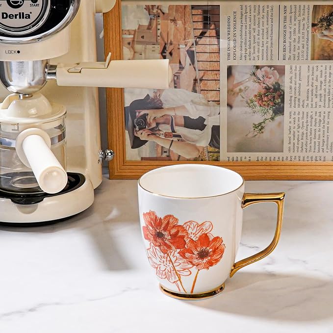 Ceramic Daisy Cup, 15 oz | Porcelain Mug - Image 4