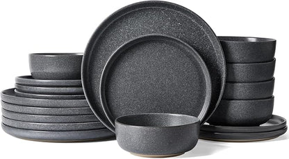 Famiware Milkyway 18-Piece Stoneware Dinnerware Set, Matte Dark Charcoal | by Famiware